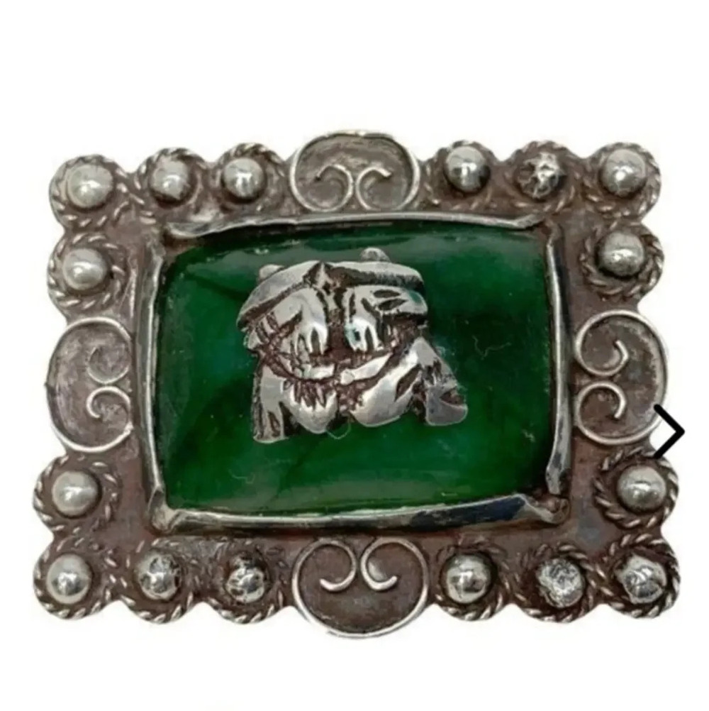 Vintage Mexican Enamel & Sterling Pendant/ Brooch